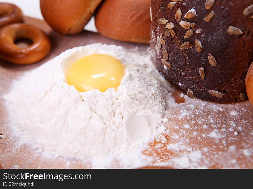 Picture of different bread isolated at white background. Picture of different bread isolated at white background