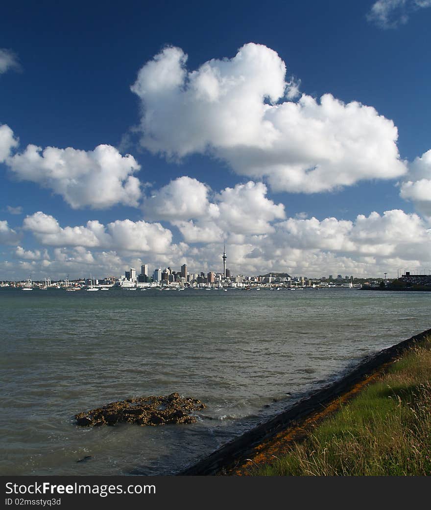 Auckland skyline from North Shore, New Zealand