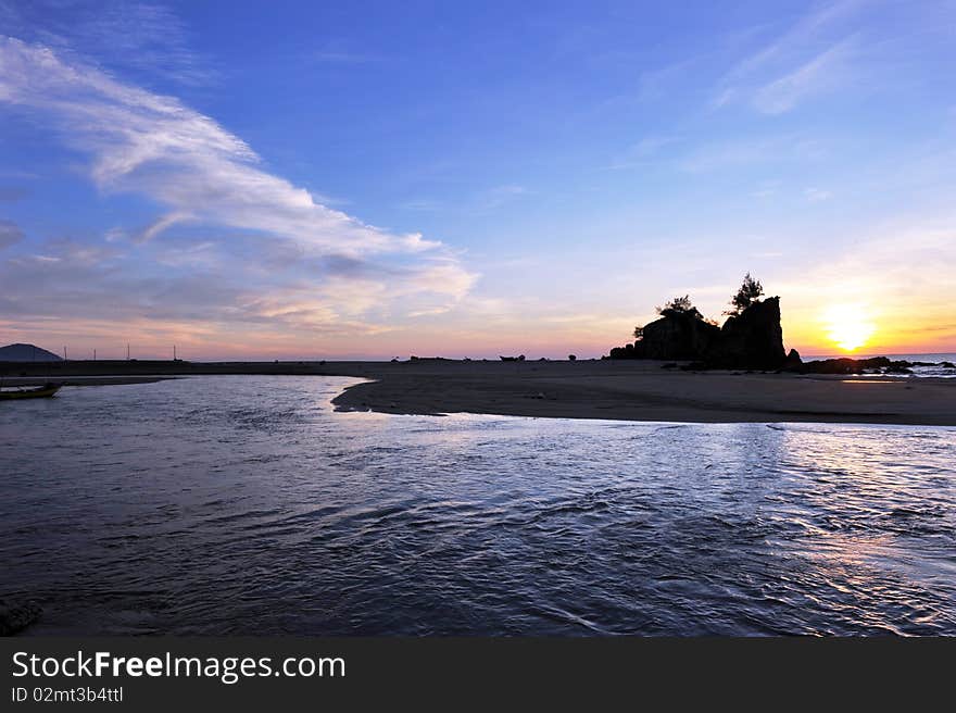 Sunrise over Kemasik beach in Trengganu,Malaysia. Sunrise over Kemasik beach in Trengganu,Malaysia.