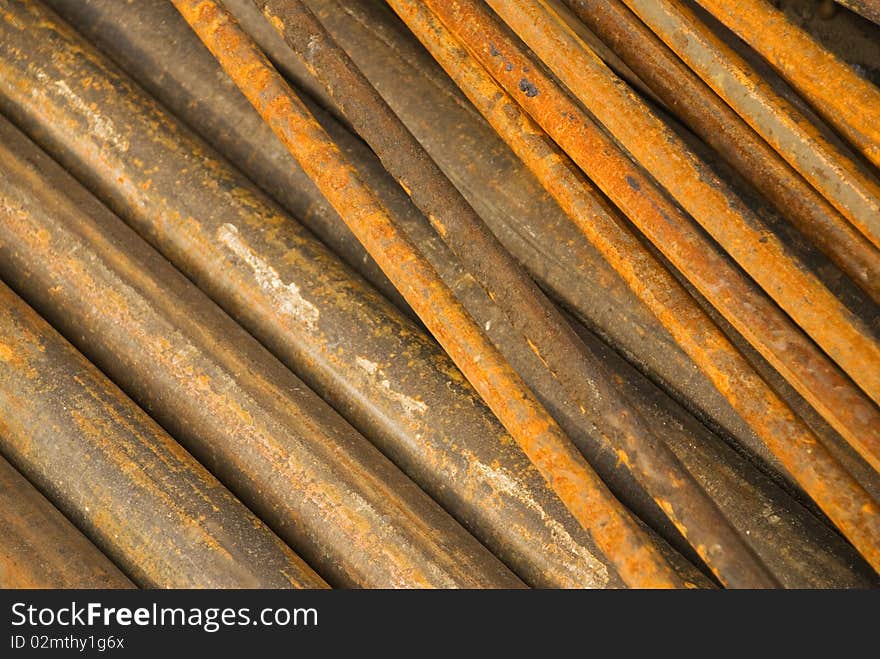 Rusty pipes of different diameter