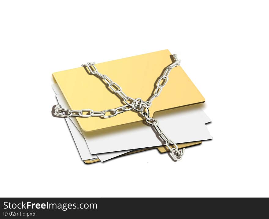 Image of a folder with chain. Image of a folder with chain