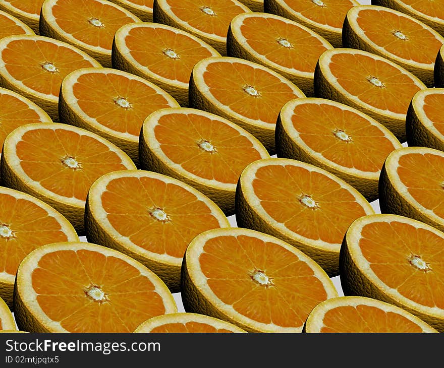 Many beautiful oranges cut out