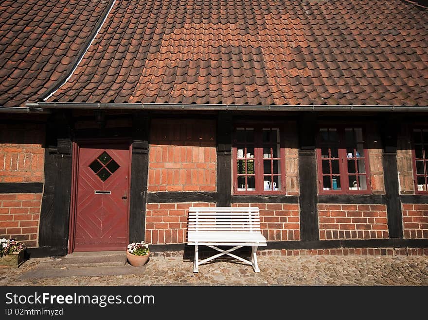 Part of old half timbered house in Ribe Town, Denmark. Part of old half timbered house in Ribe Town, Denmark.