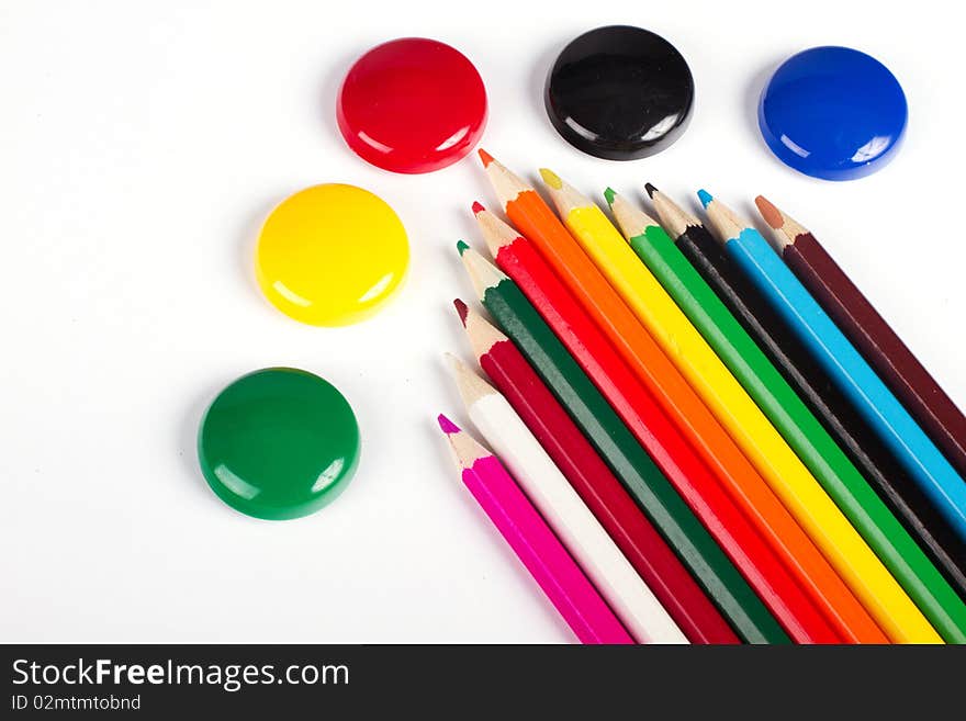 Colored pencils with round button