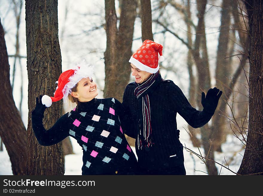 Christmas couple in love