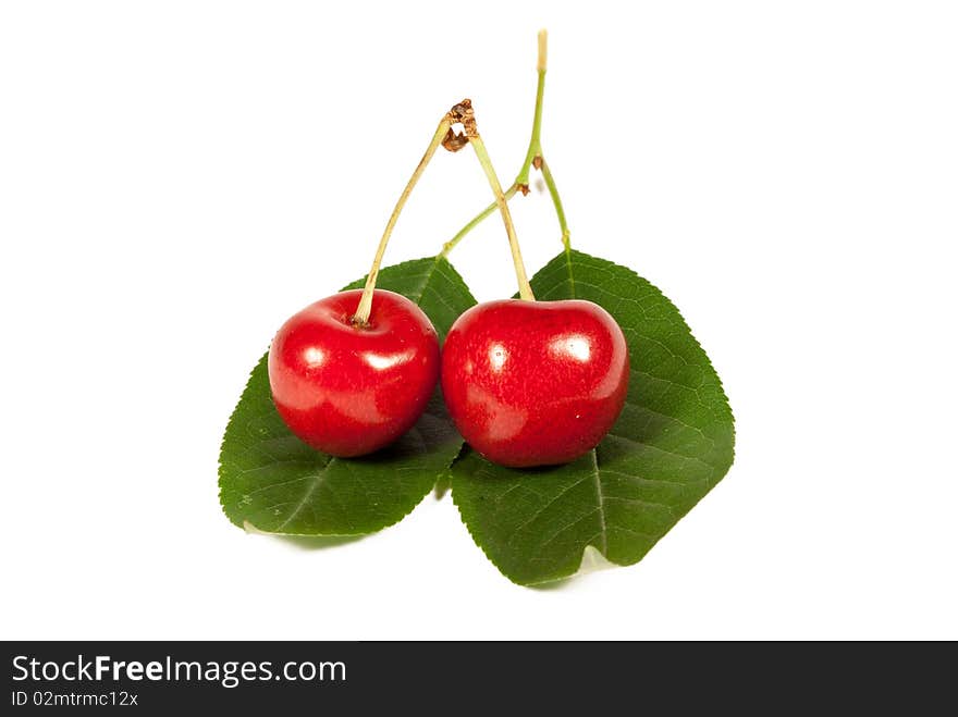 Sweet cherries isolated on a white