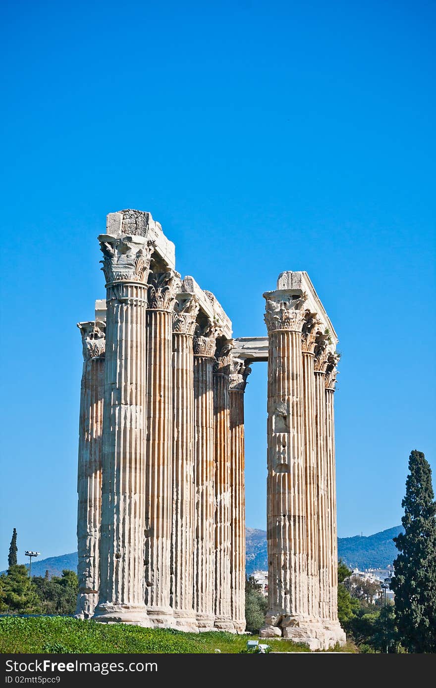 Details of Temple of Zeus in Athens, Greece