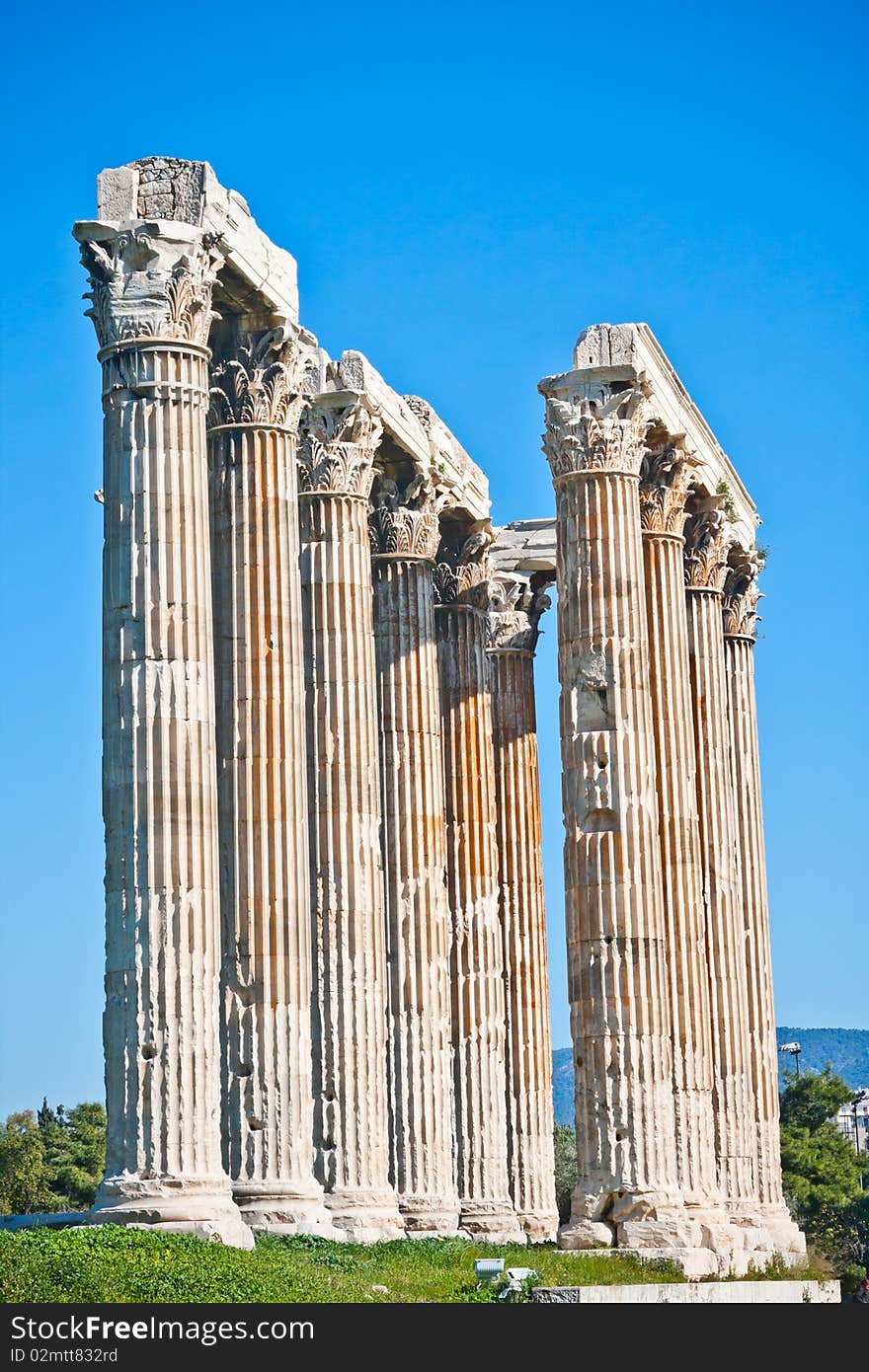 Details of Temple of Zeus in Athens, Greece