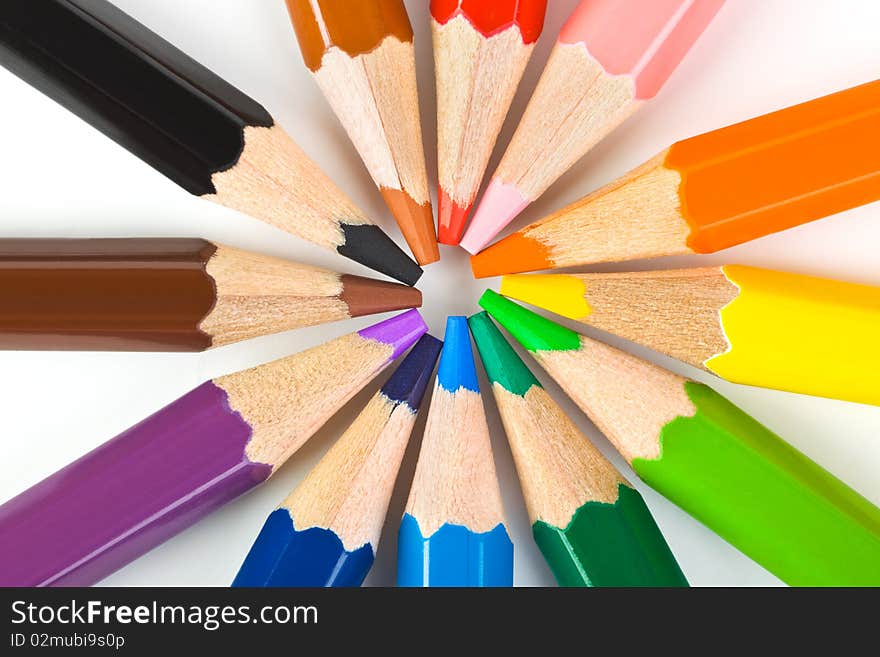 Macro of multicolored pencils - abstract art background