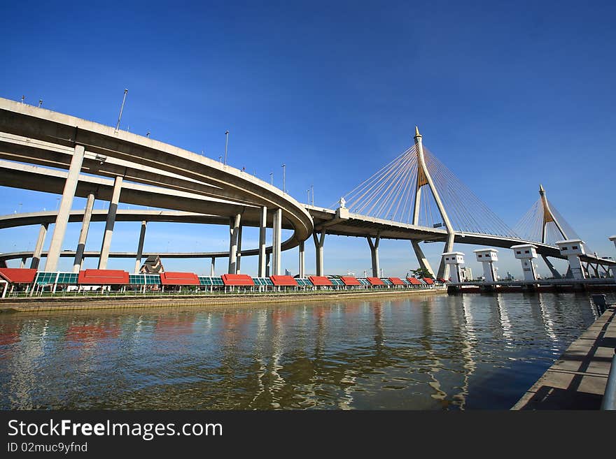 Mega Bridge Over Chao Phra Ya River Thailand