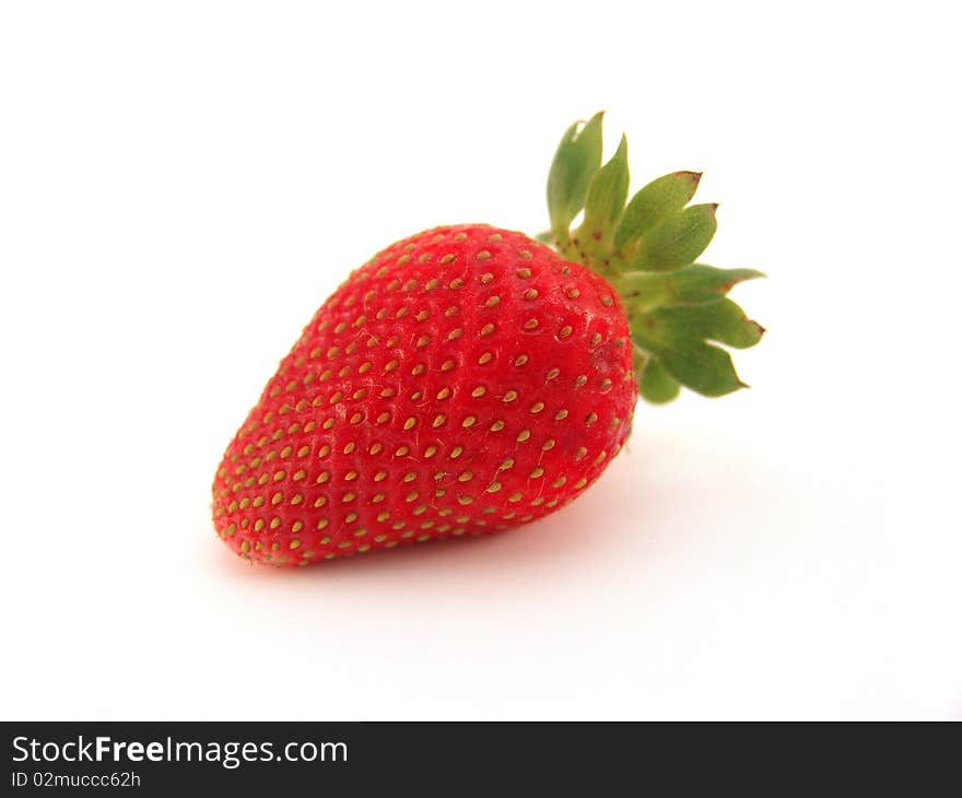 Single strawberry isolated over white background