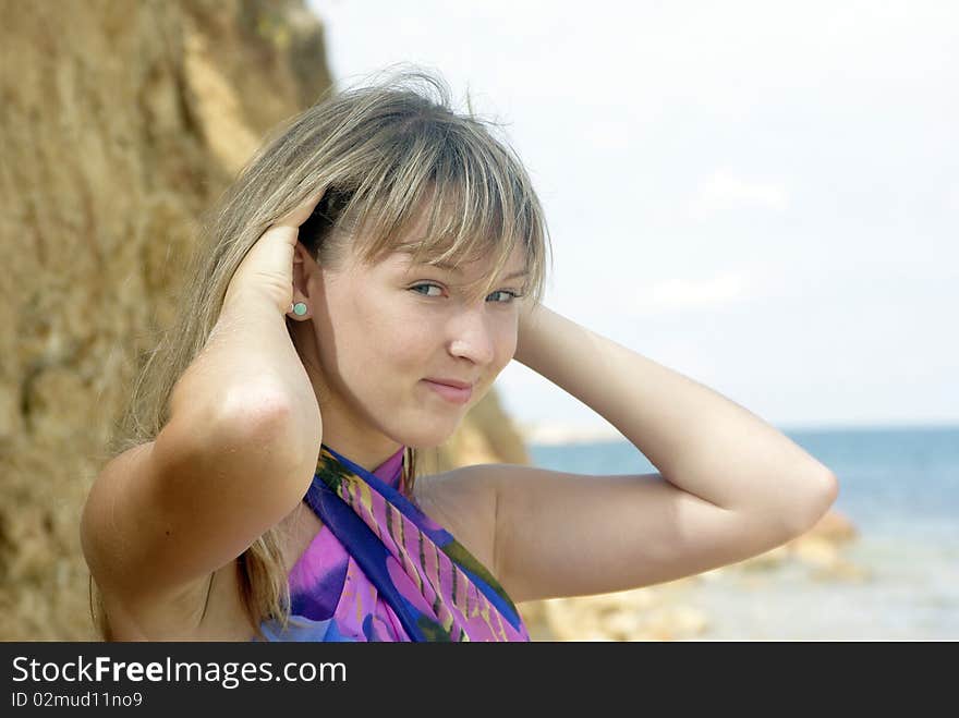 Beach girl near the water