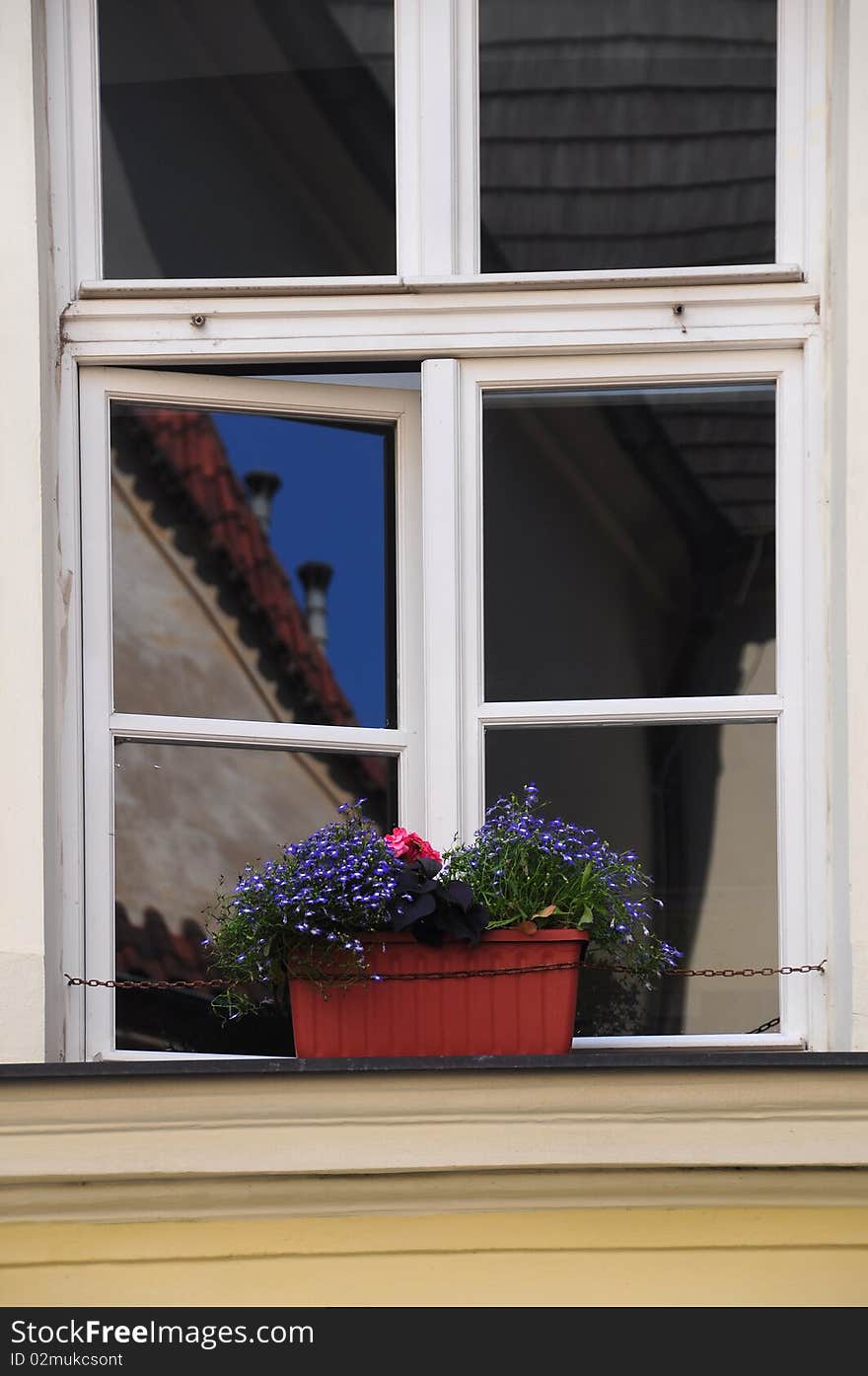 Reflection in a window, Prague Czech