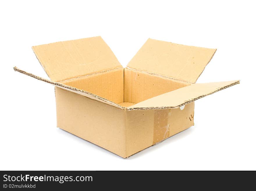 Empty cardboard box isolated on white background