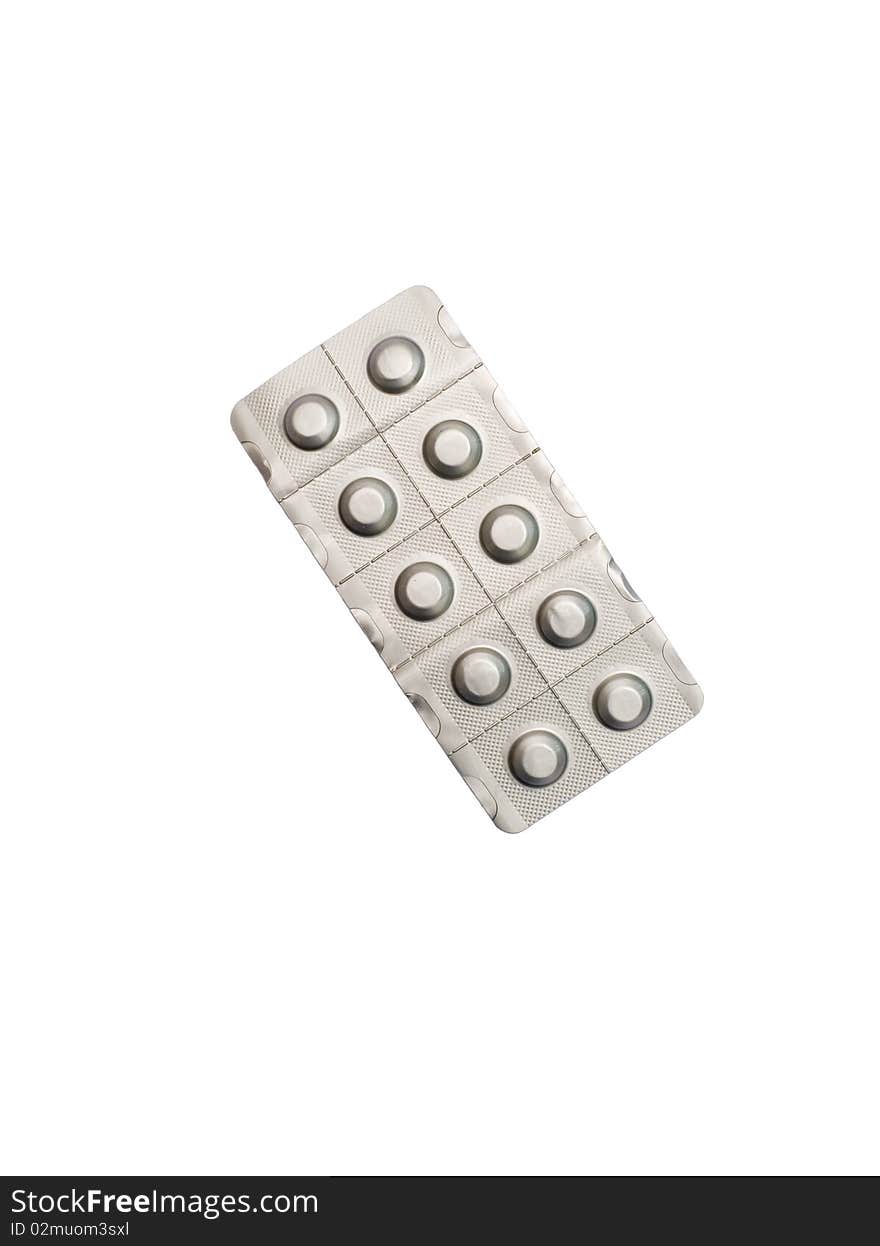 Packaging of tablets on a white background