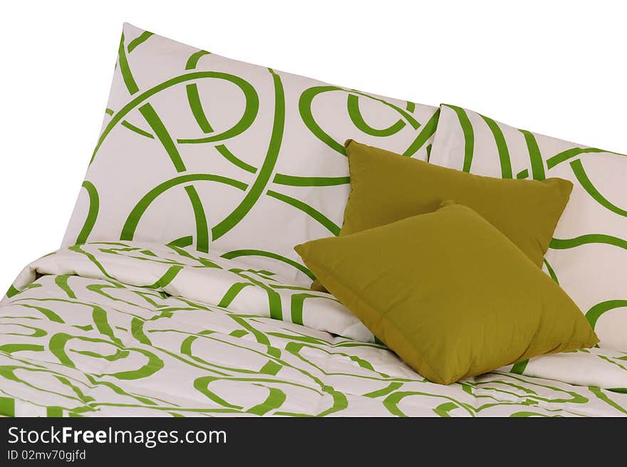 Green bed spreads with soft pillows. Green bed spreads with soft pillows.