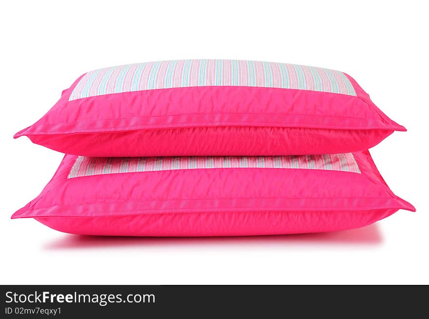 Soft pink pillows isolated over white. Soft pink pillows isolated over white.