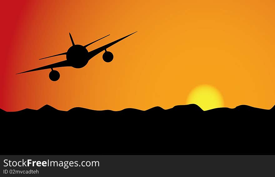 Airplane at Sunset