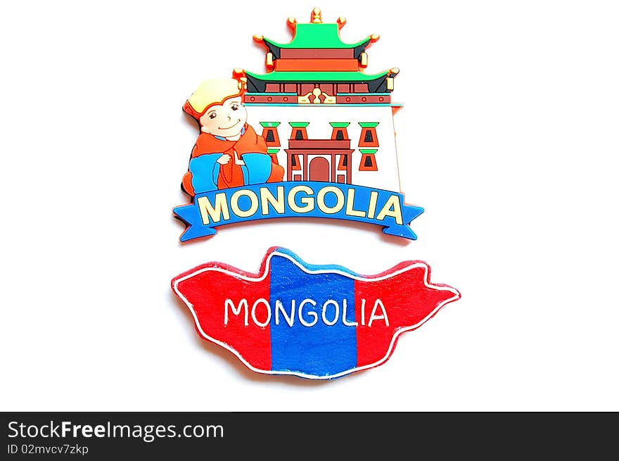 Map and logo of Mongolia isolated on a white background