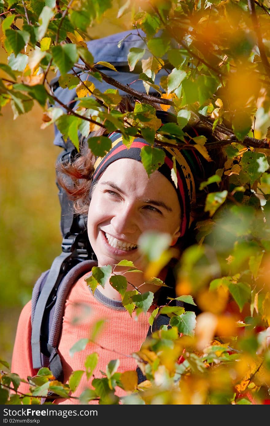 Hiker In Autumn