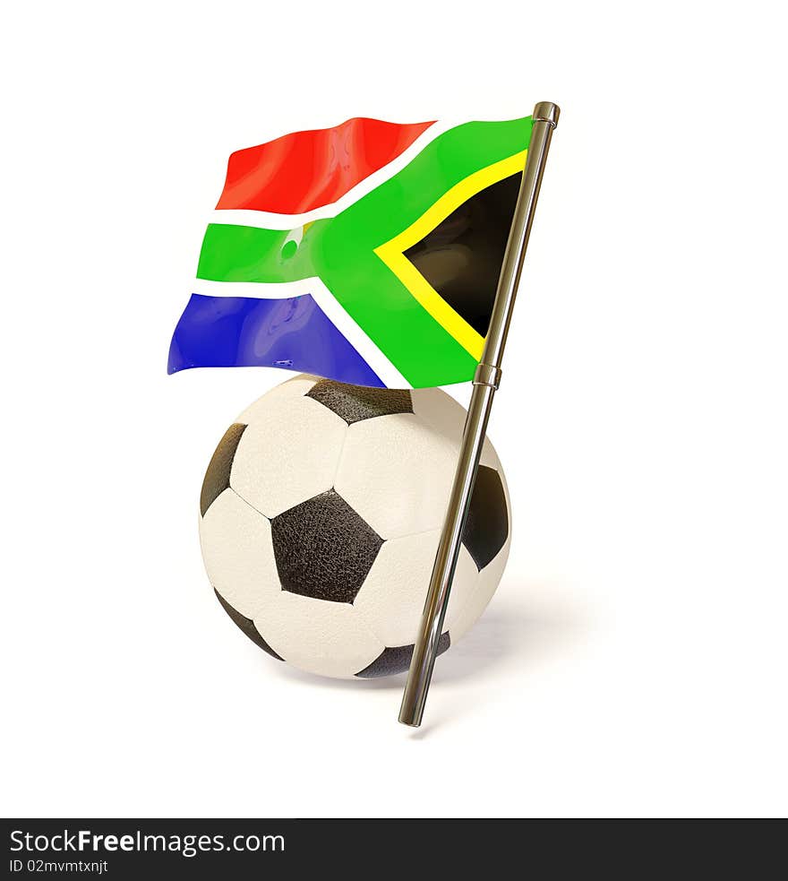 Africa flag with football ball on white isolated