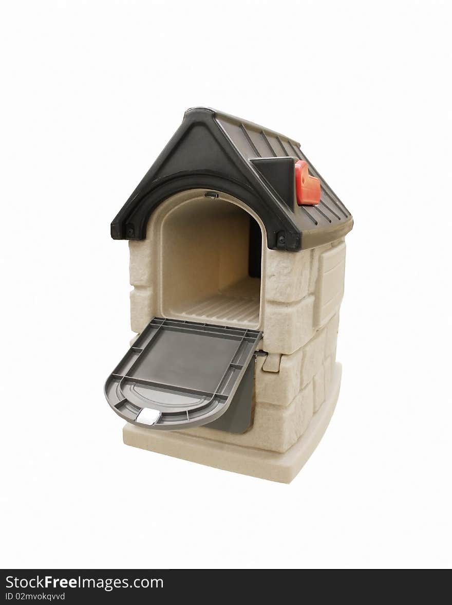 Plastic mailbox with open door