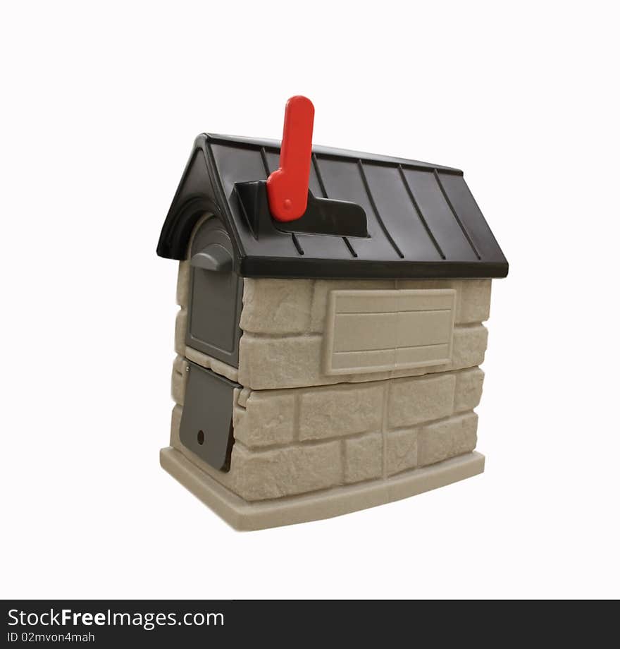 Plastic mail box with red flag. Plastic mail box with red flag