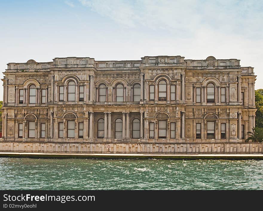 Large palace in Istanbul, Turkey on the edge of the Bosphorus river. Large palace in Istanbul, Turkey on the edge of the Bosphorus river