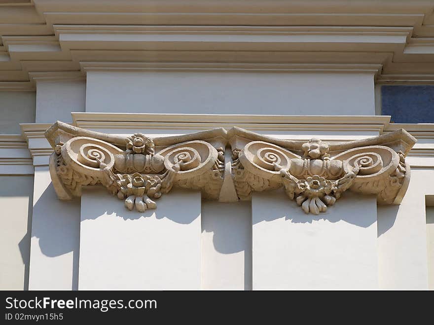 Classical Architectural Column in old building. Cracow, Poland