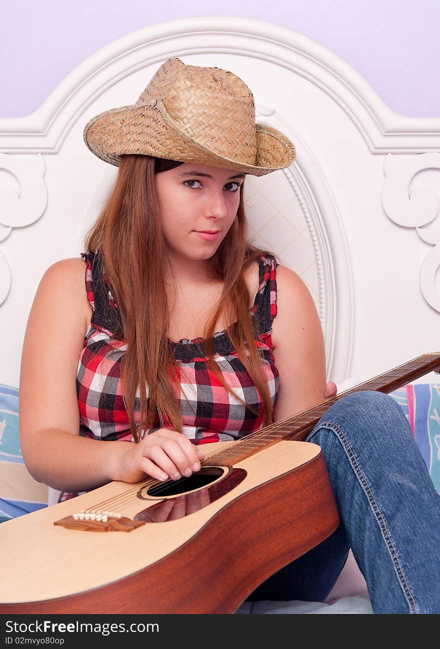 Country Music Girl and Guitar