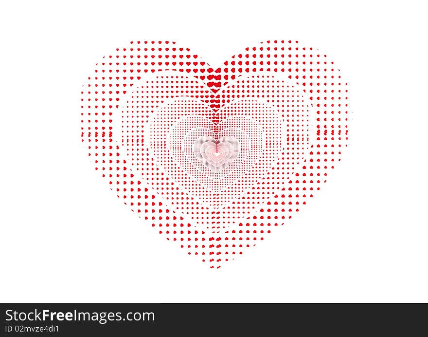 Red heart is isolated on a white background