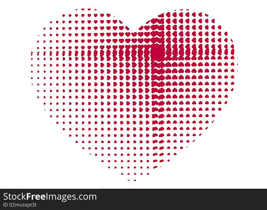 Red heart is isolated on a white background