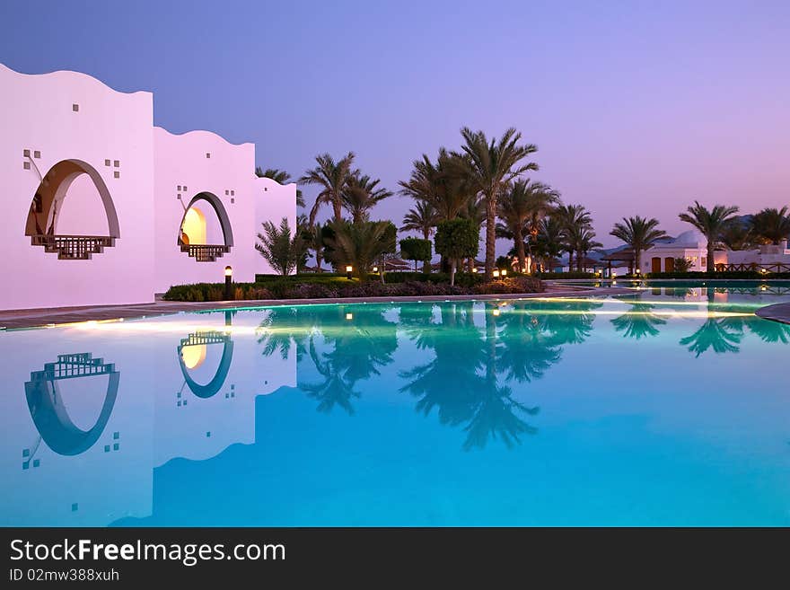 Evening Reflection In Swimming Pool