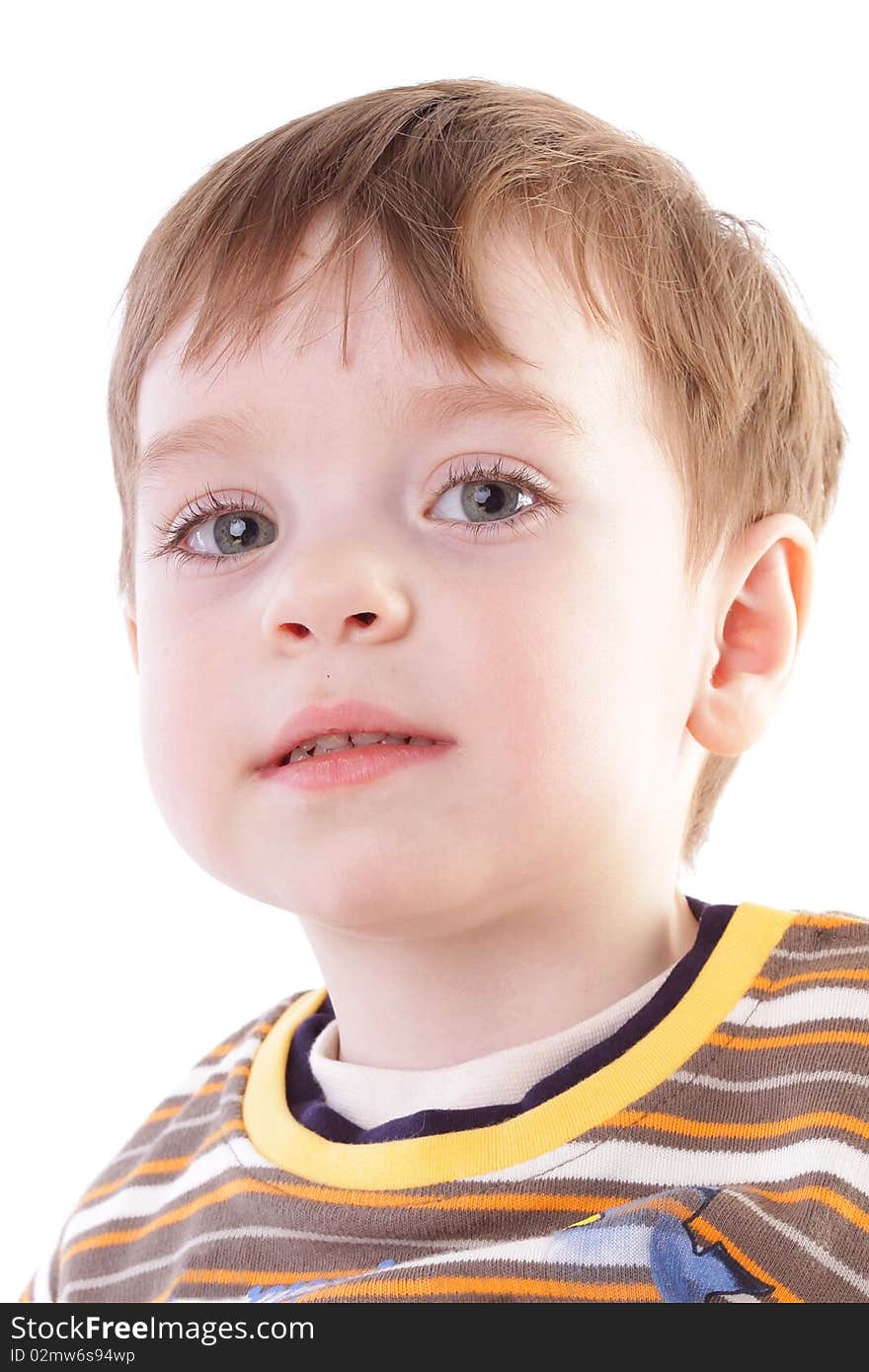 Cute little boy isolated on white