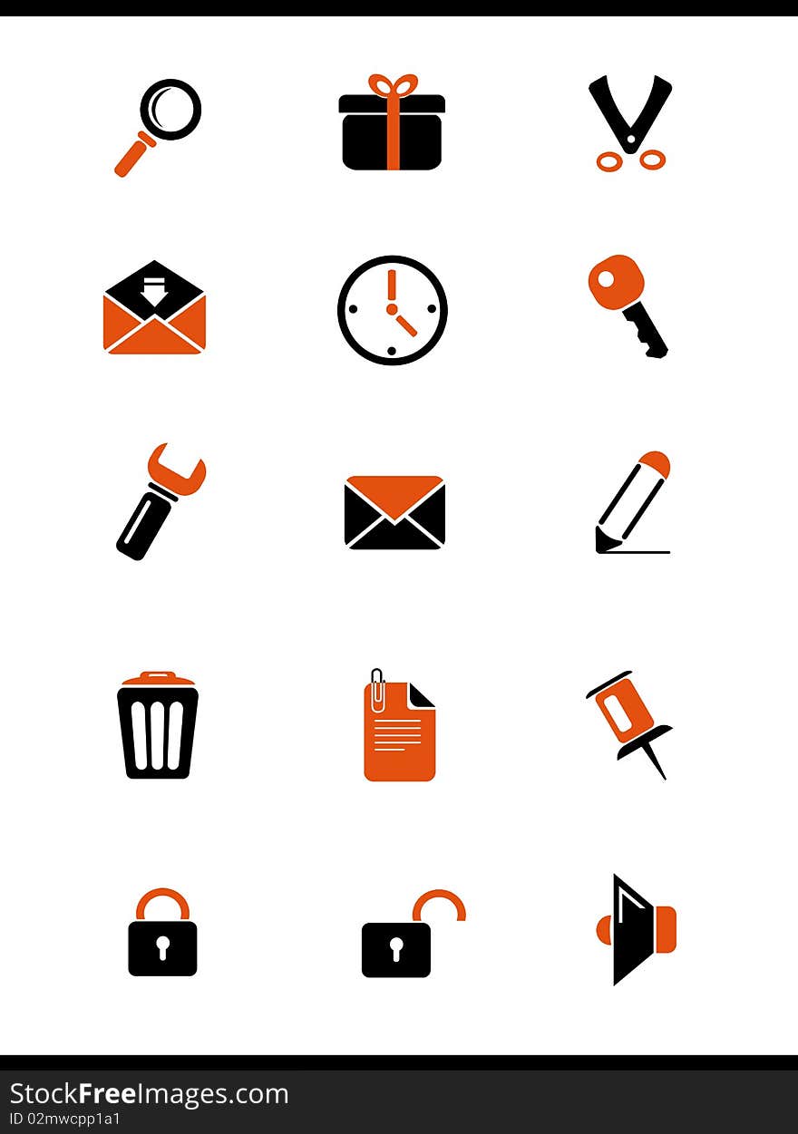 Orange website icons set (part 2)