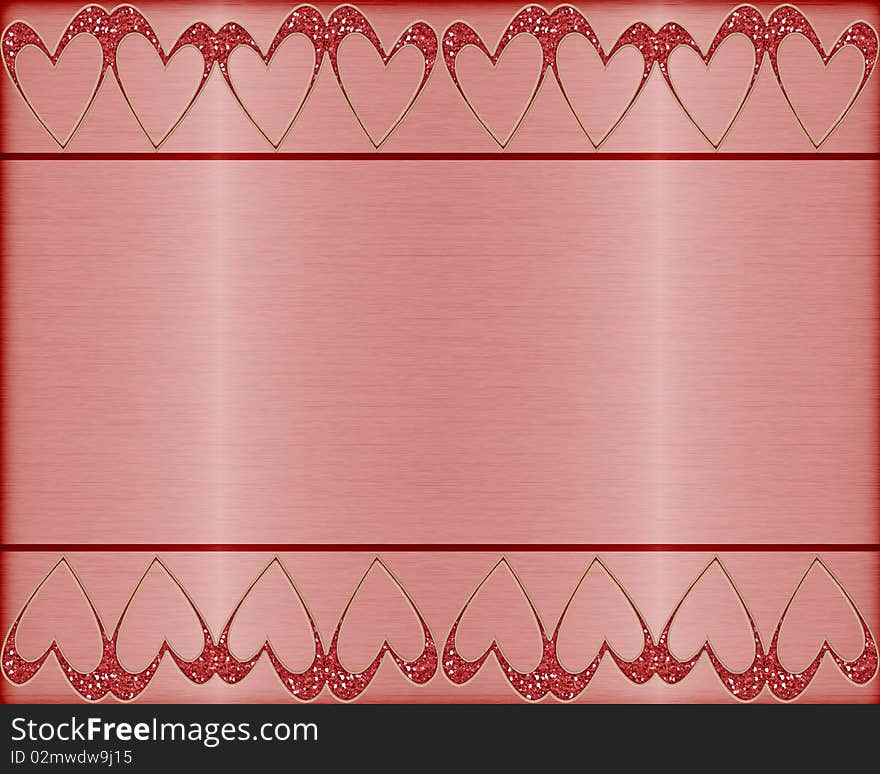 Brushed metal background with hearts