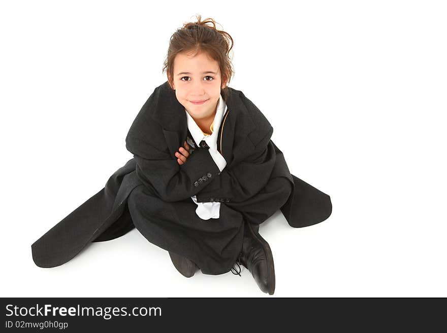 Adorable Six Year Old Girl in Suit