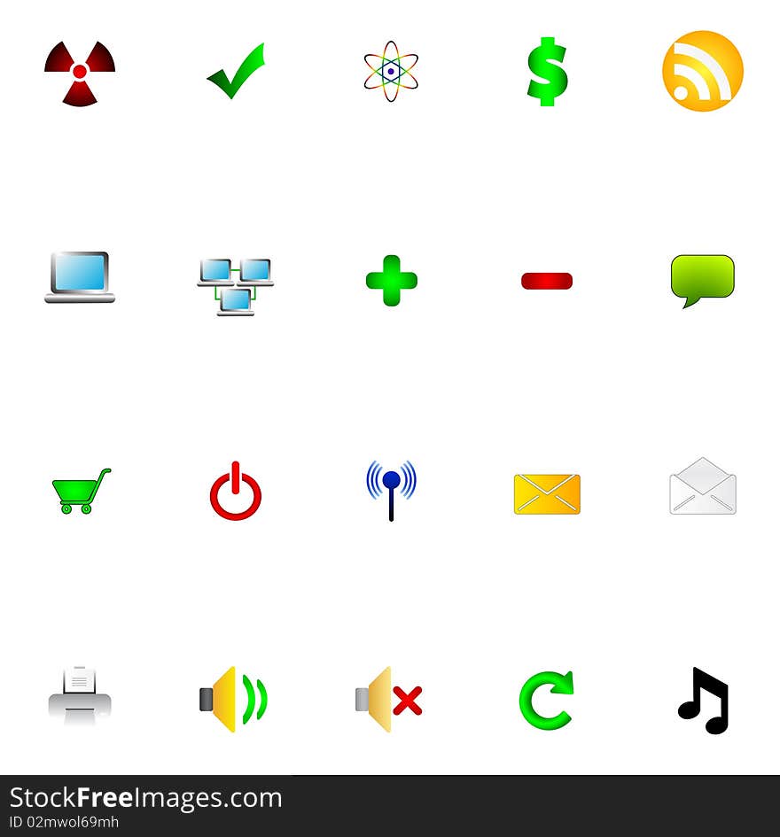 Illustration of different icons over white background