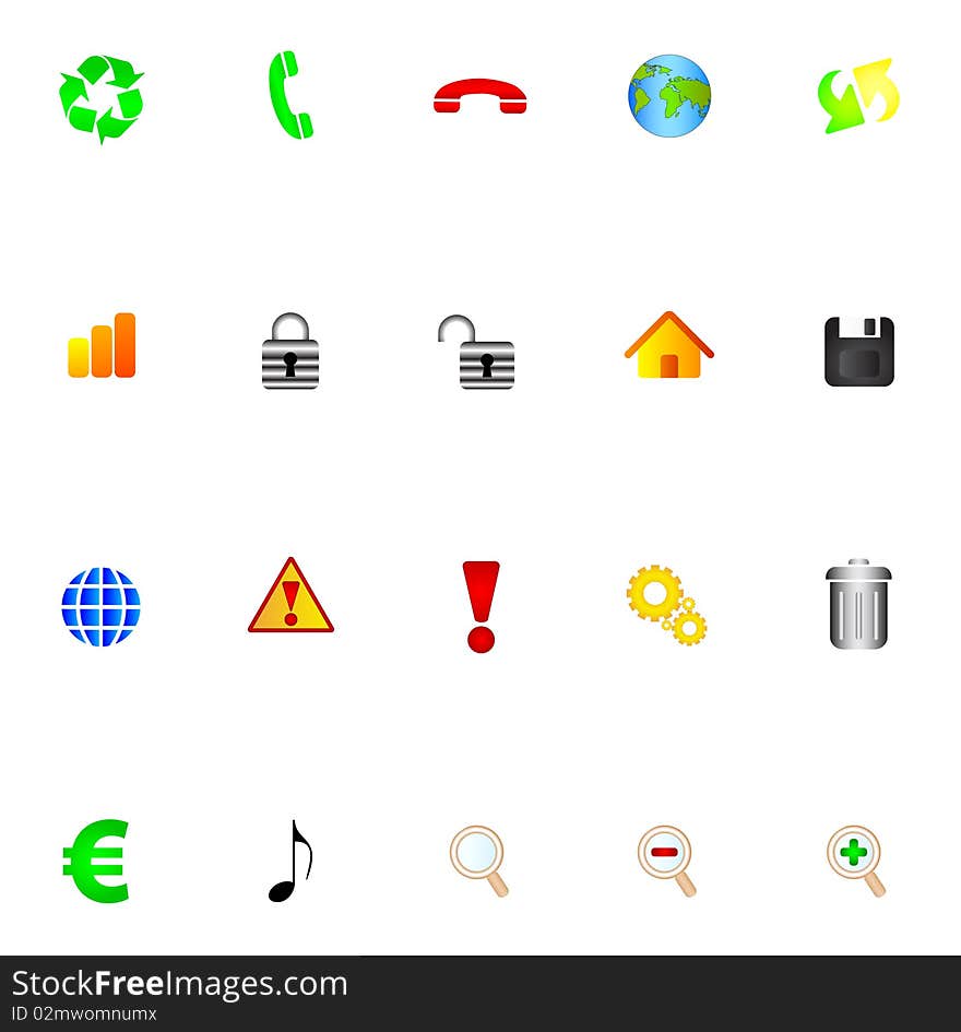 Illustration of different icons over white background