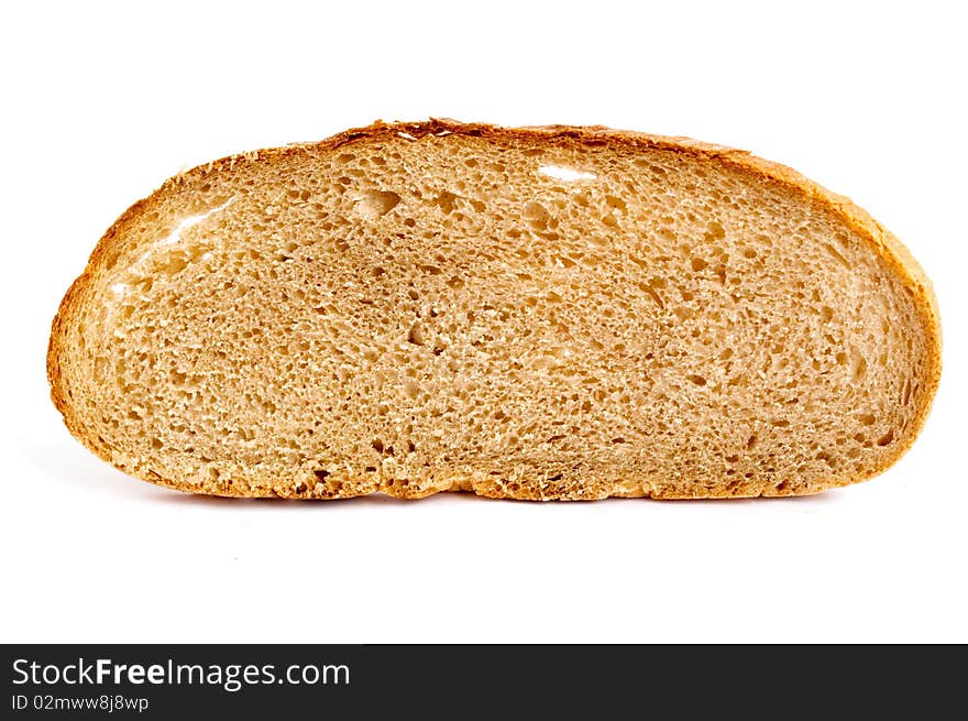 Portion of rye bread on a white background