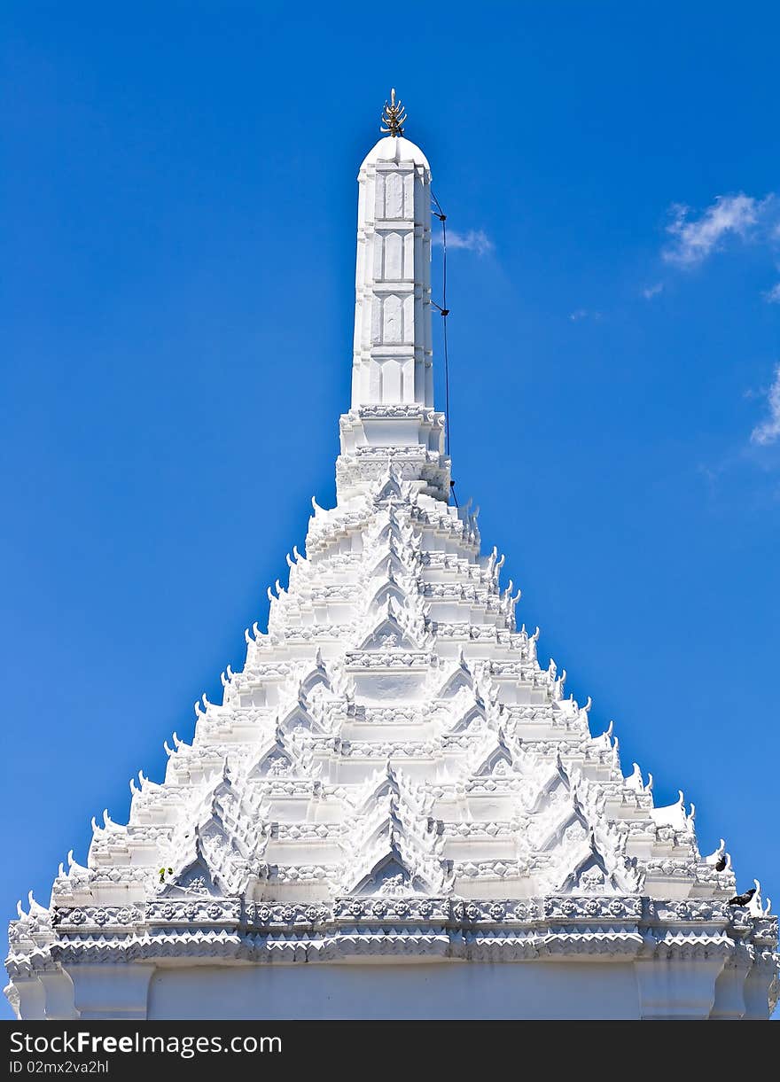 White gable at Wat Phra Keao Temple in Grand Palace, Bangkok Thailand