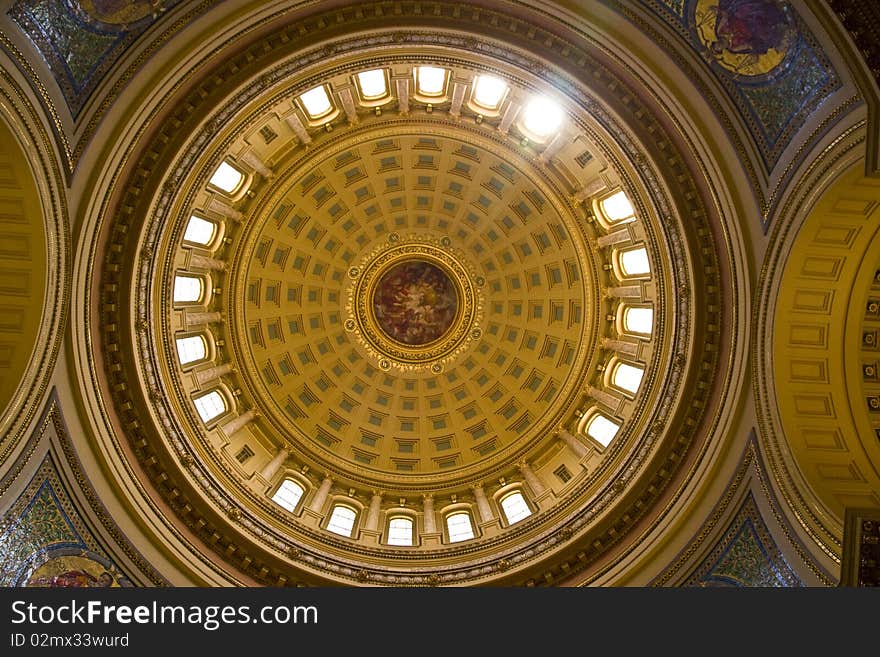 View of the top inside of the Capitol in Madison, State of Wisconsin