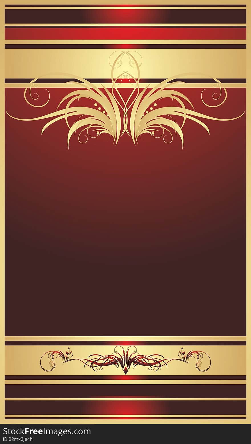 Golden floral ornament. Decorative background for card. Illustration