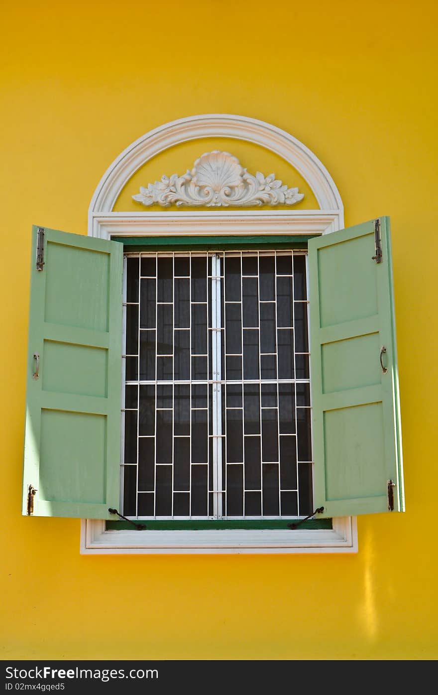 Window of monk s house in Buddhist temple