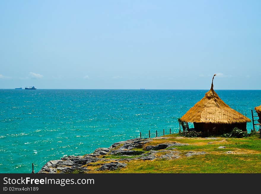 Bamboo hut on cliff