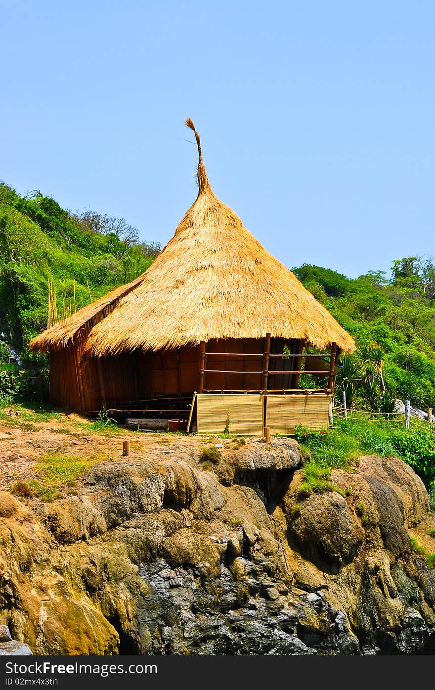 Bamboo hut on cliff