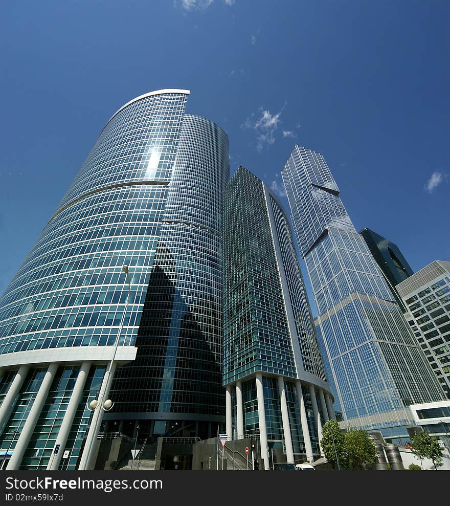 Skyscrapers from glass a steel.