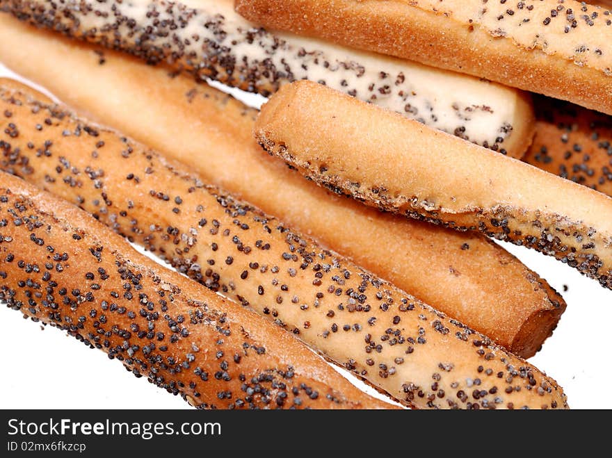 Salted breadsticks with poppy seed