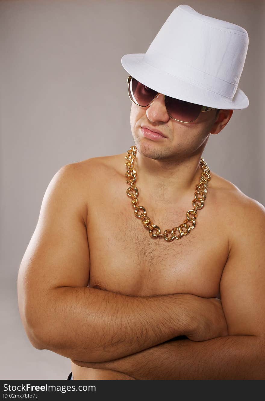 Stylish man in white hat