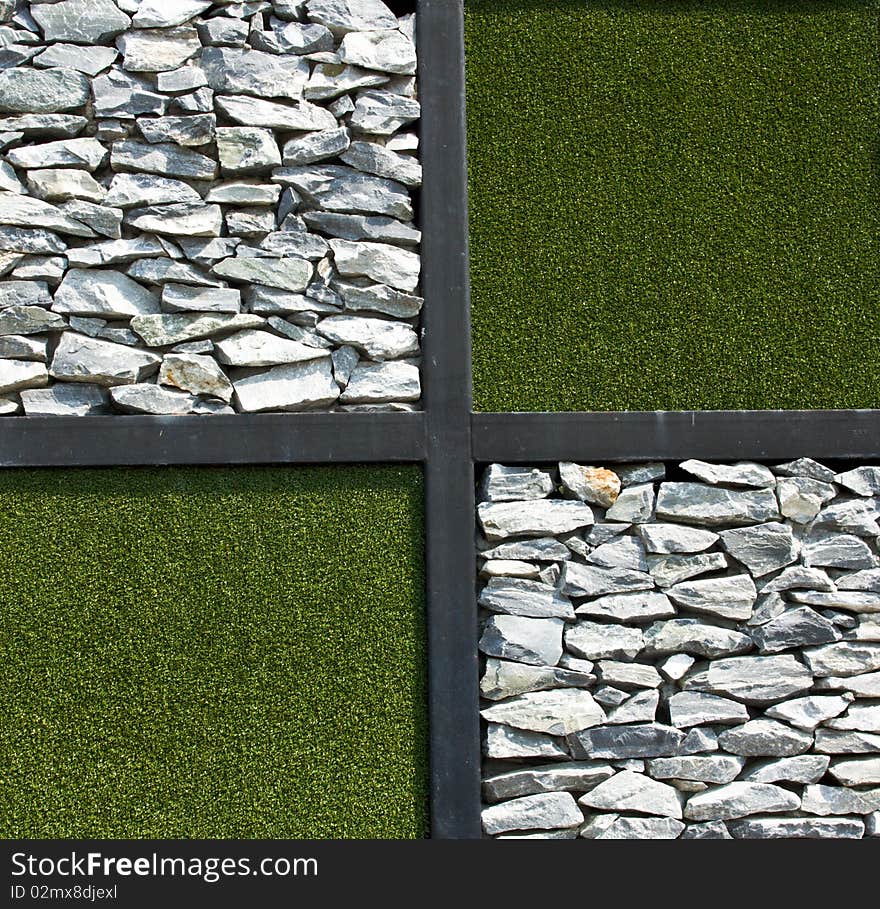 Grass and stone wall in the gaden